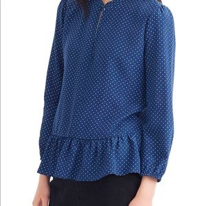J. Crew Silk Peplum Top in Polka Dot NWT